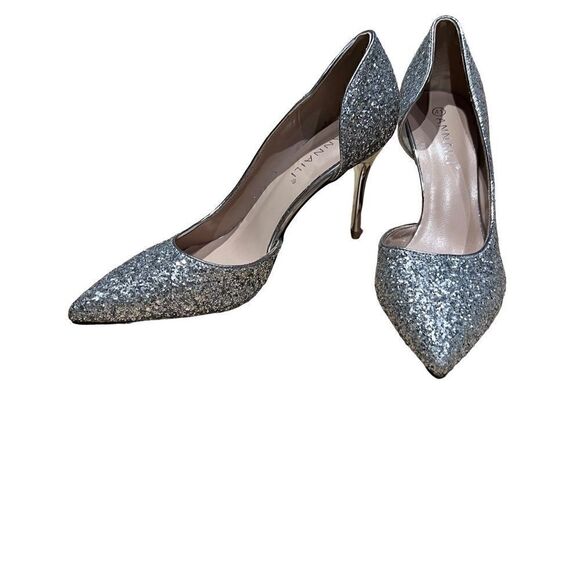 Annaili glitter stiletto heels, silver, size 41, US size 10 - Picture 2 of 13